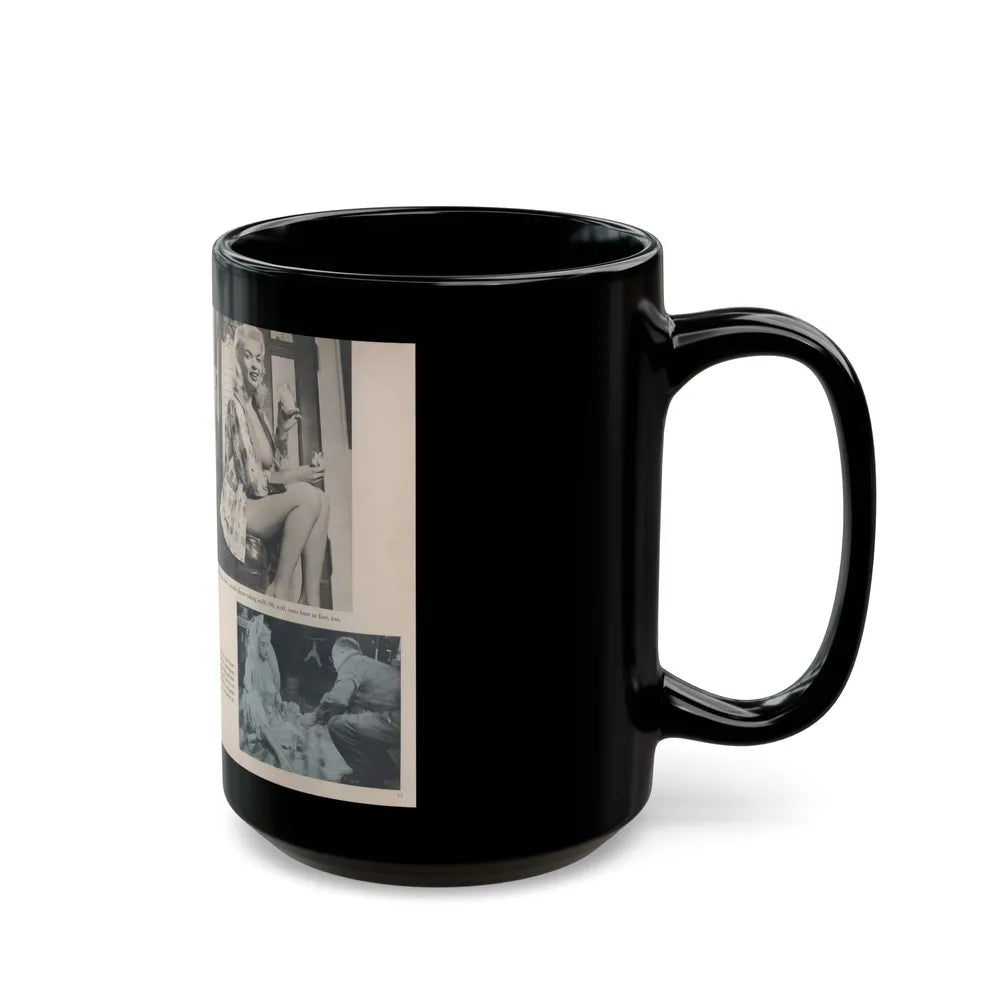 Jayne Mansfield #275 - Pages 3 & 4 of 4 with, 4 B&W Photos from Jem Magazine Nov. '56 (Vintage Female Icon) Black Coffee Mug-Go Mug Yourself