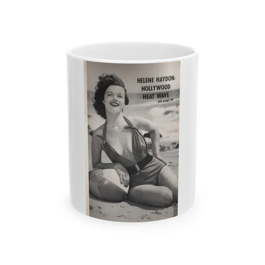 Helene Hayden #04 - Reverse side of cover 1 B&W Photo from EYE Digest Mag. Nov. '53 (Vintage Female Icon) White Coffee Mug-11oz-Go Mug Yourself