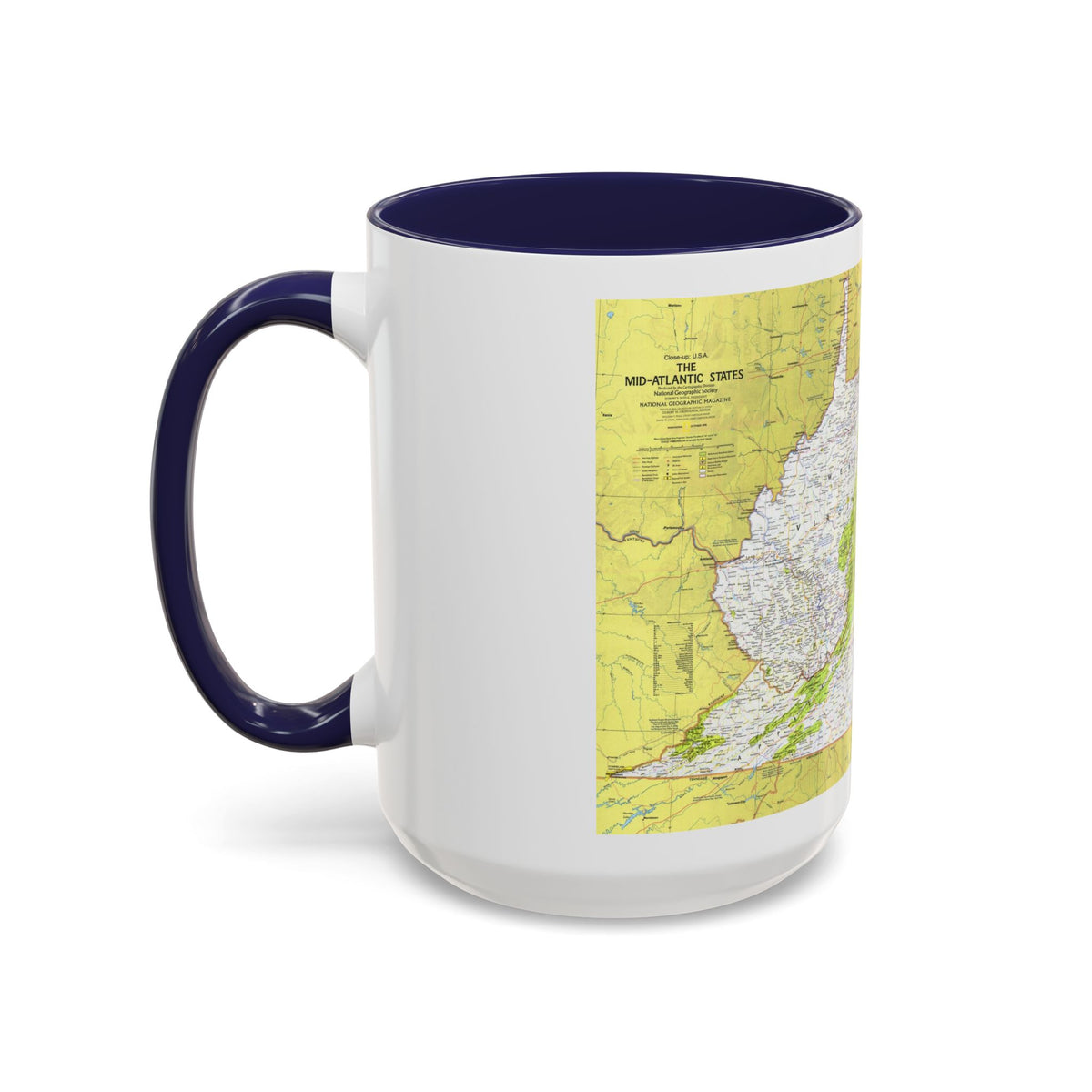USA - Mid-Atlantic States 1 (1976) (Map) Accent Coffee Mug