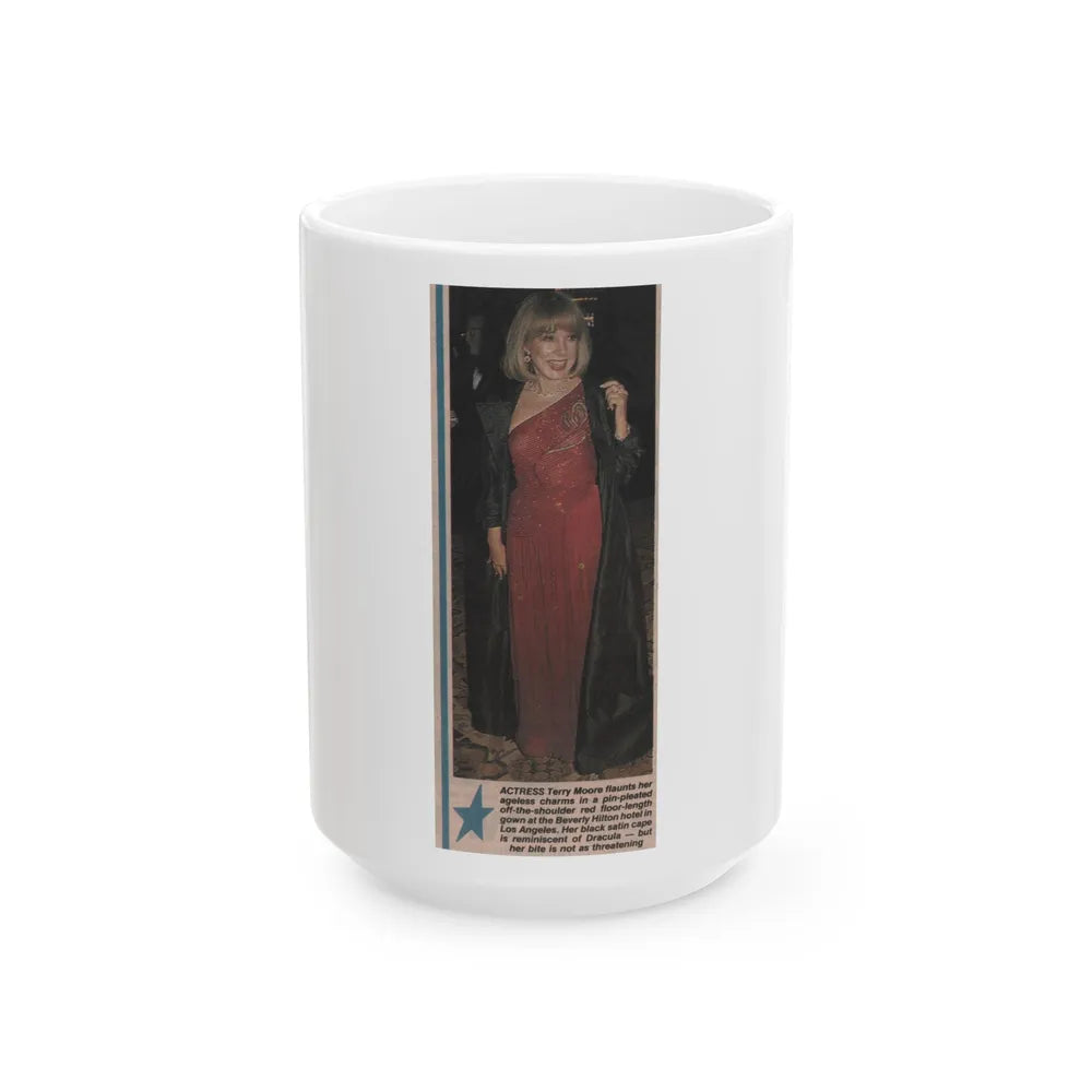 Terry Moore #568 - 2.5x6.5 Magazine Page Photo Clipping Circa 1980's (Vintage Female Icon) White Coffee Mug-15oz-Go Mug Yourself