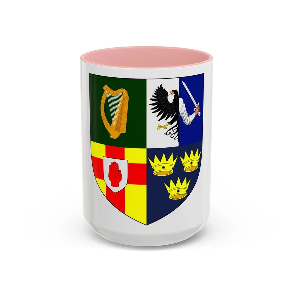 Provincial Arms of Ireland - Accent Coffee Mug-15oz-Pink-Go Mug Yourself