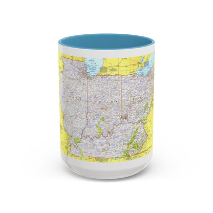 USA - Illinois, Indiana, Ohio, Kentucky 1 (1977) (Map) Accent Coffee Mug