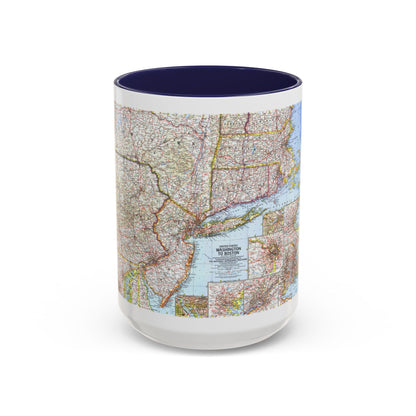 USA - Washington to Boston (1962) (Map) Accent Coffee Mug
