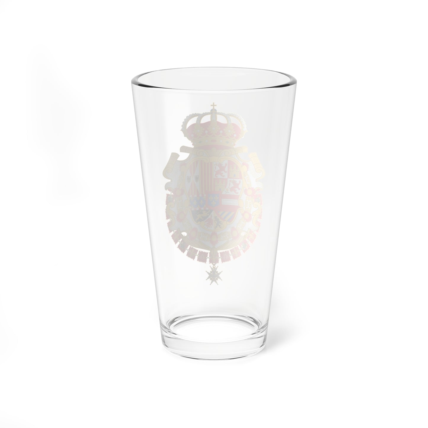 Escudo de Felipe V de España Toisón y Espiritu Santo Leones de gules (Spain) (Coat of Arms) Pint Glass 16oz
