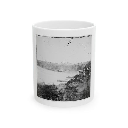 Point Of Rocks, Virginia (Vicinity). View Along River. Butler's Signal Tower In Distance (U.S. Civil War) White Coffee Mug