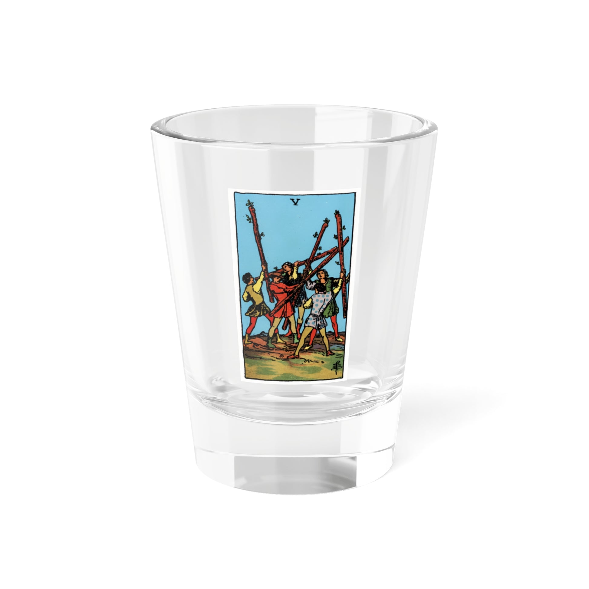 The 5 of Wands (Tarot Card) Shot Glass 1.5oz-1.5oz-Go Mug Yourself