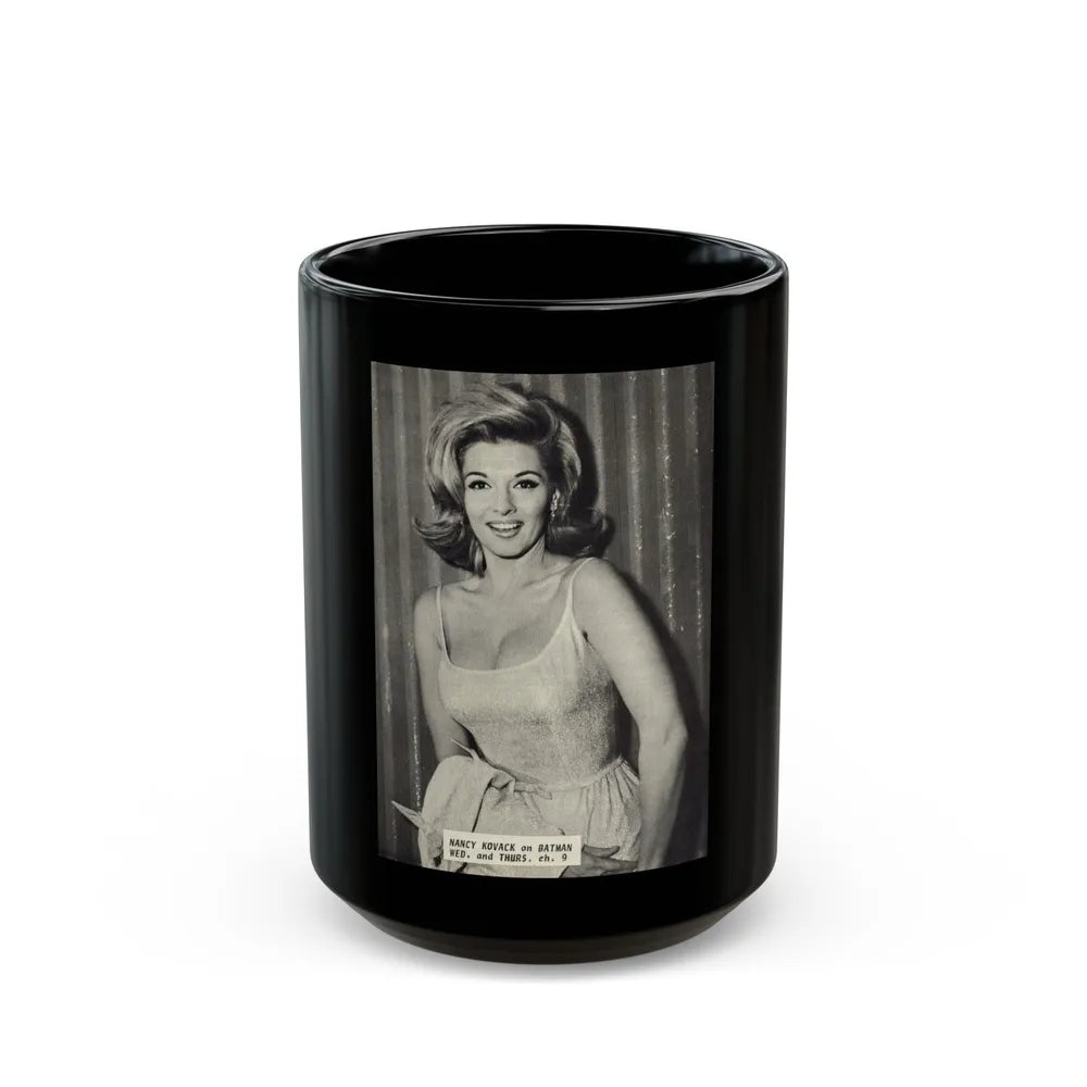 Nancy Kovack #37 (Vintage Female Icon) Black Coffee Mug-15oz-Go Mug Yourself