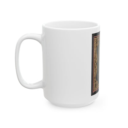 Three Unidentified Soldiers In Confederate Artillerymen Uniforms (U.S. Civil War) White Coffee Mug