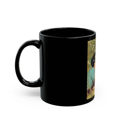 Day On The River by Harriett Pratt, Woman magazine, 1961 - Black Coffee Mug-Go Mug Yourself