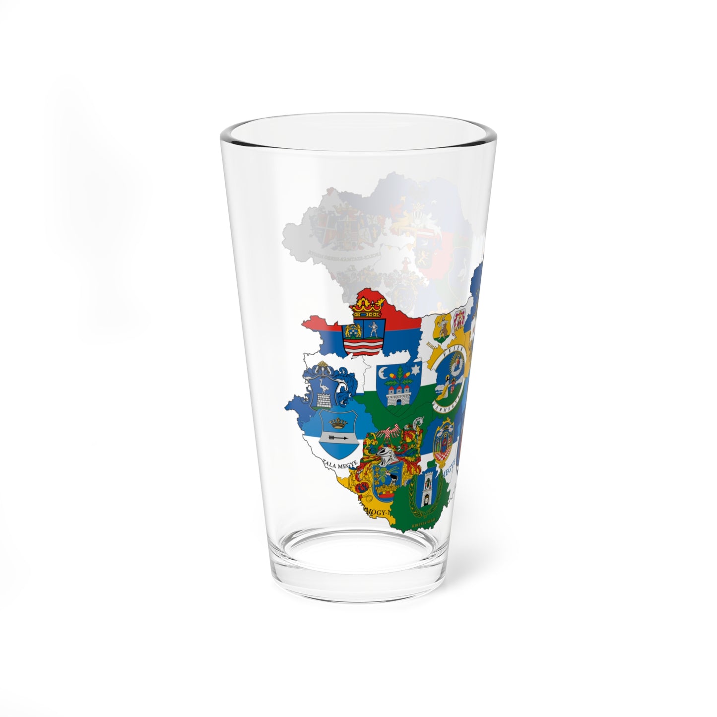 Flag-map of Hungary subdivisions (Hungary) Pint Glass 16oz