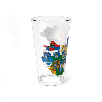 Flag-map of Hungary subdivisions (Hungary) Pint Glass 16oz