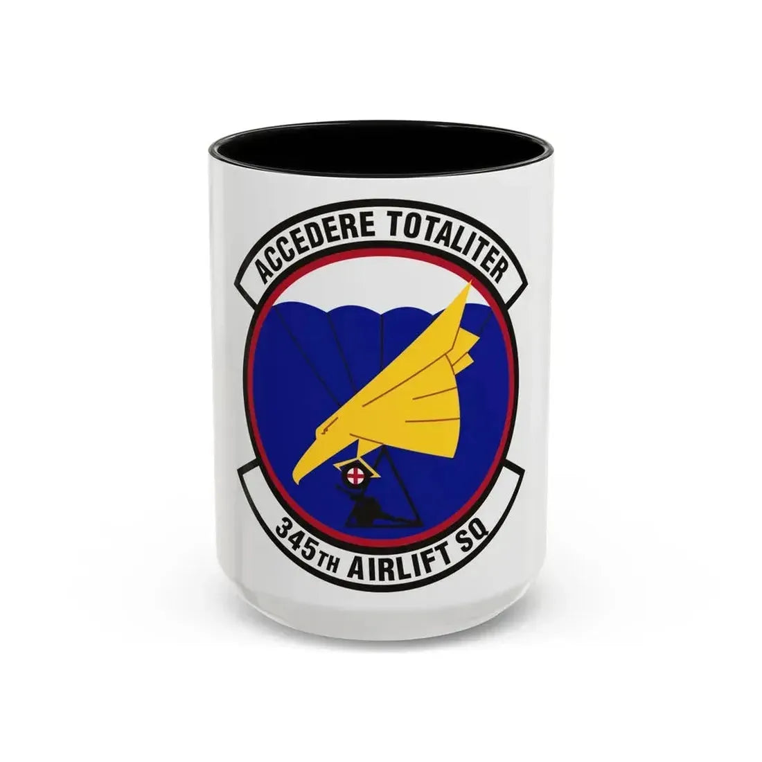345th Airlift Squadron (U.S. Air Force) Accent Coffee Mug 15oz Black - Go Mug Yourself