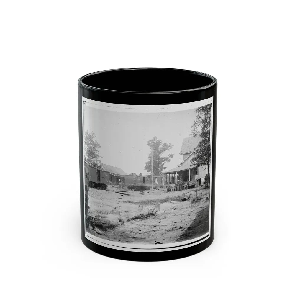 Catlett's Station, Va. The Station With U.S. Military Railroad Boxcars And Soldiers (U.S. Civil War) Black Coffee Mug-11oz-Go Mug Yourself