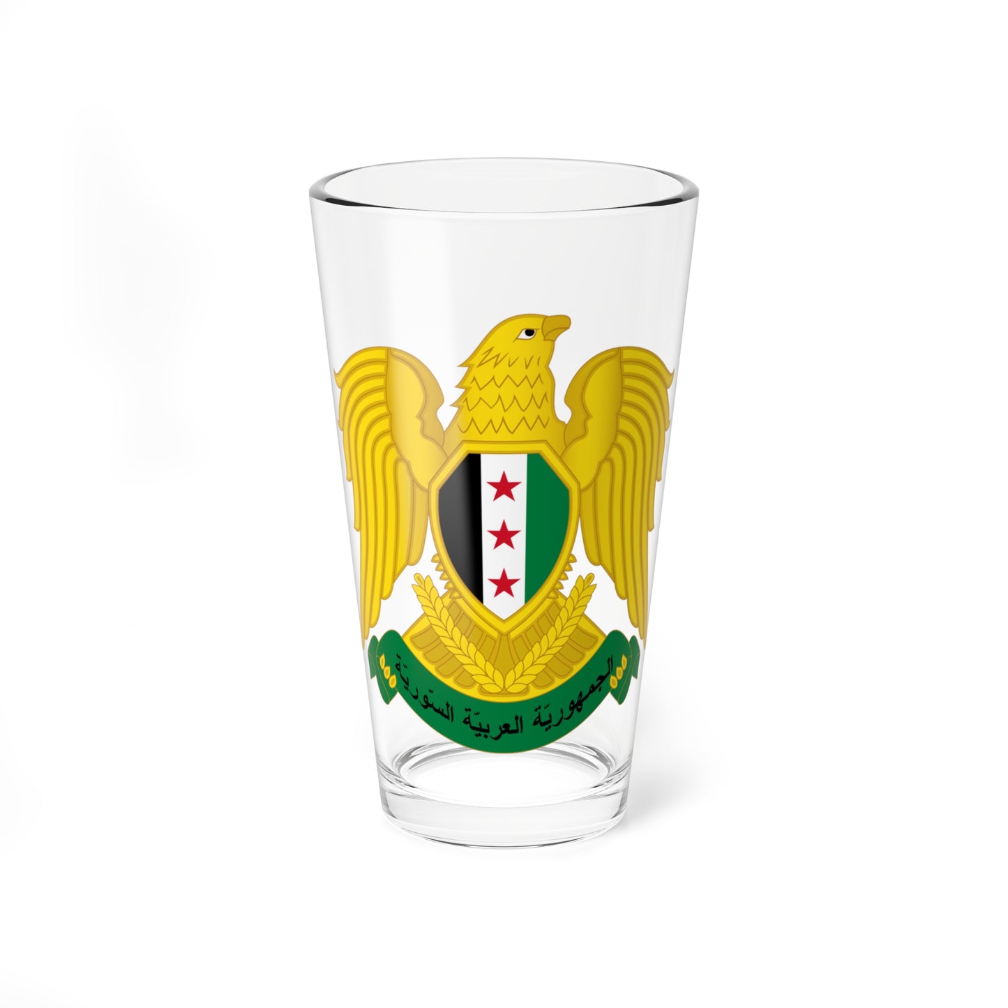 Emblem of Syria 2024-2025 variation golden (Syria) (Coat of Arms) Pint Glass 16oz