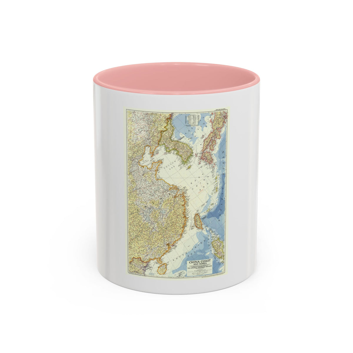 China Coast and Korea (1953) (Map) Accent Coffee Mug