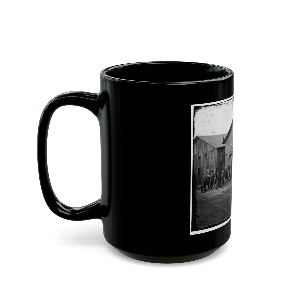 Aquia Creek Landing, Va. Personnel In Front Of Quartermaster's Office (U.S. Civil War) Black Coffee Mug