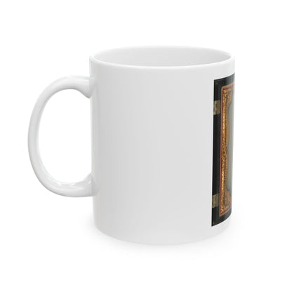 Unidentified Soldier In Confederate Captain's Uniform, Red Sash, And Kepi Marked V.V. (U.S. Civil War) White Coffee Mug