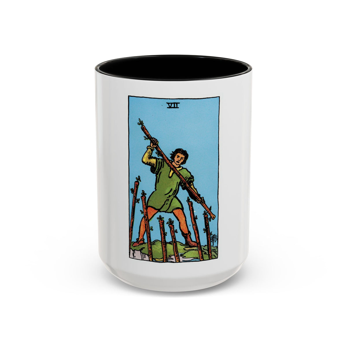 The 7 of Wands (Tarot Card) Accent Coffee Mug