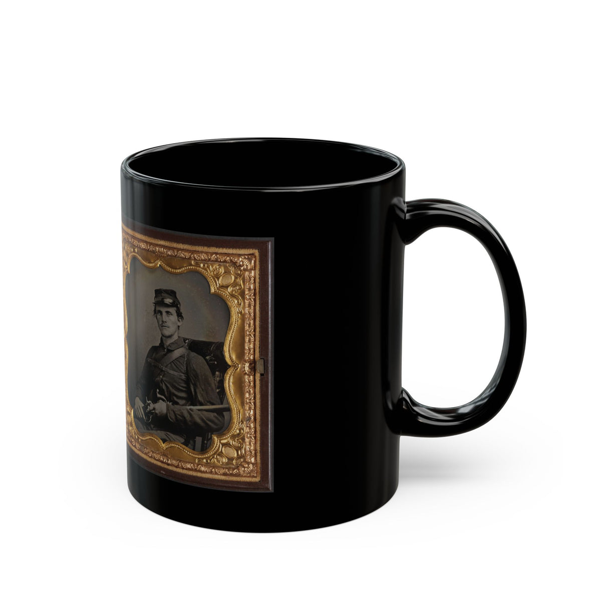 Two Unidentified Soldiers, Probably Brothers, In Union Corporal's And Private's Uniforms With Rifle Muskets And Revolvers (U.S. Civil War) Black Coffee Mug
