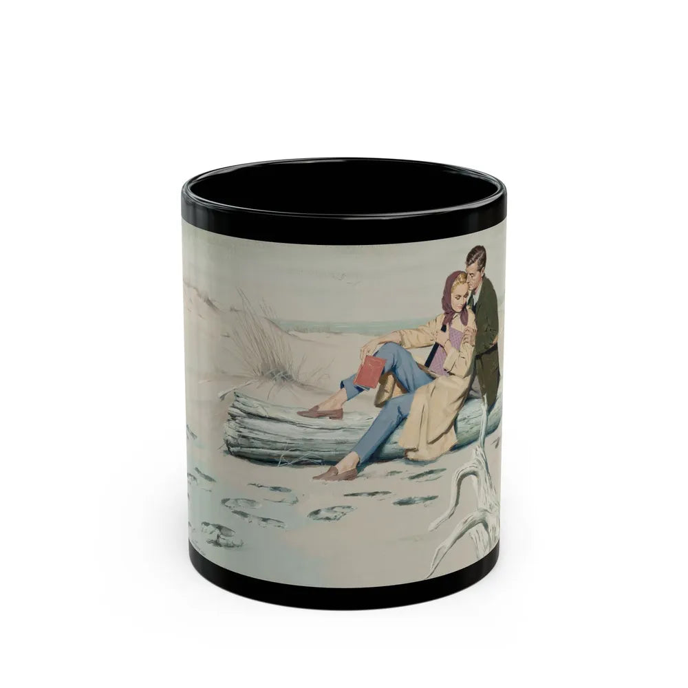 Couple on the Beach, probable commercial advertisement, 1960 - Black Coffee Mug-11oz-Go Mug Yourself