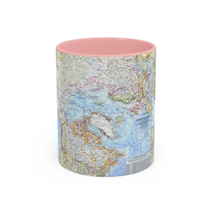 Top Of The World (1965) (Map) Accent Coffee Mug-11oz-Pink-Go Mug Yourself