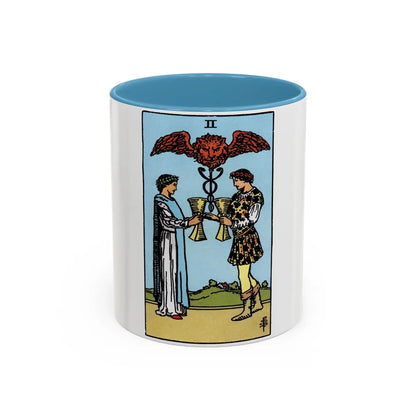 The 2 of Cups (Tarot Card) Accent Coffee Mug-11oz-Light Blue-Go Mug Yourself