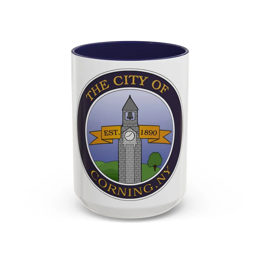 Seal of Corning NY - Accent Coffee Mug-15oz-Navy-Go Mug Yourself