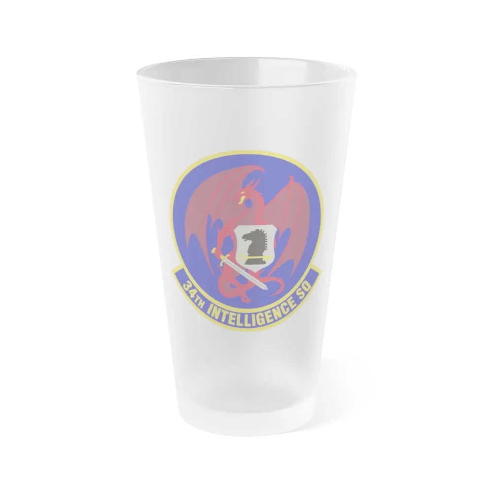 34th Intelligence Squadron (U.S. Air Force) Frosted Pint Glass 16oz-Go Mug Yourself