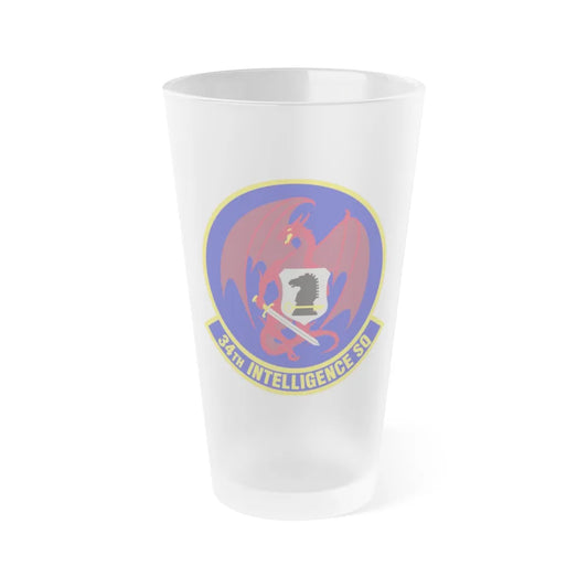 34th Intelligence Squadron (U.S. Air Force) Frosted Pint Glass 16oz-Go Mug Yourself