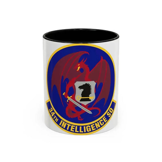 34th Intelligence Squadron (U.S. Air Force) Accent Coffee Mug 11oz Black - Go Mug Yourself