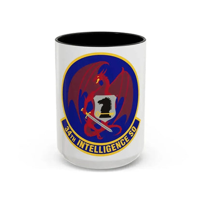 34th Intelligence Squadron (U.S. Air Force) Accent Coffee Mug 15oz Black - Go Mug Yourself