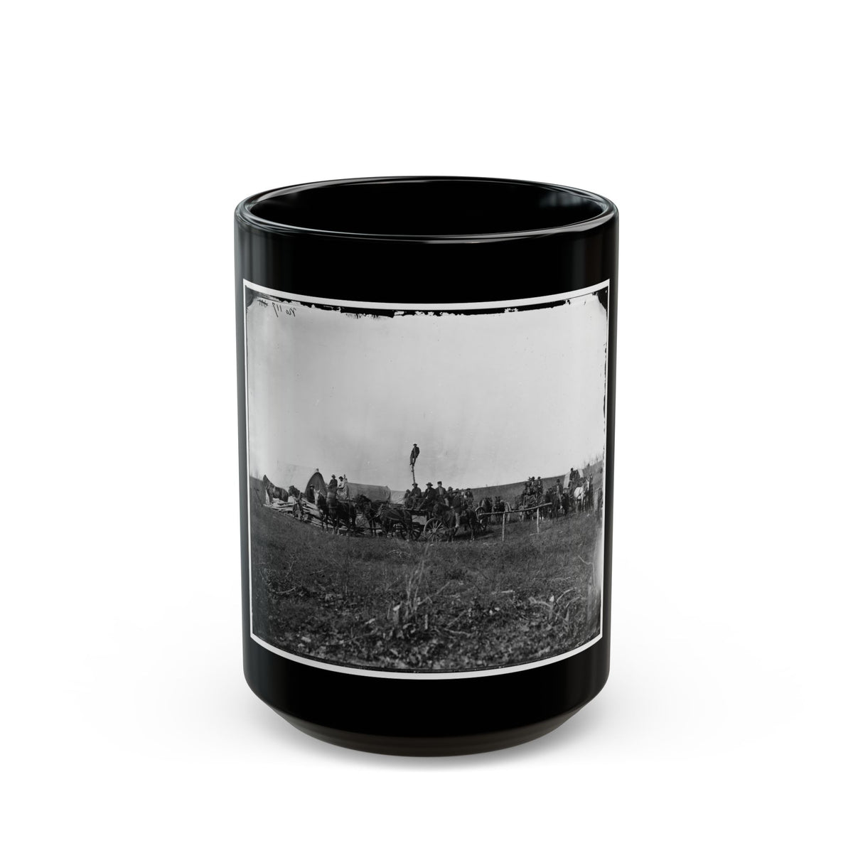 Brandy Station, Va. Wagons And Men Of The U.S. Military Telegraph Construction Corps (U.S. Civil War) Black Coffee Mug