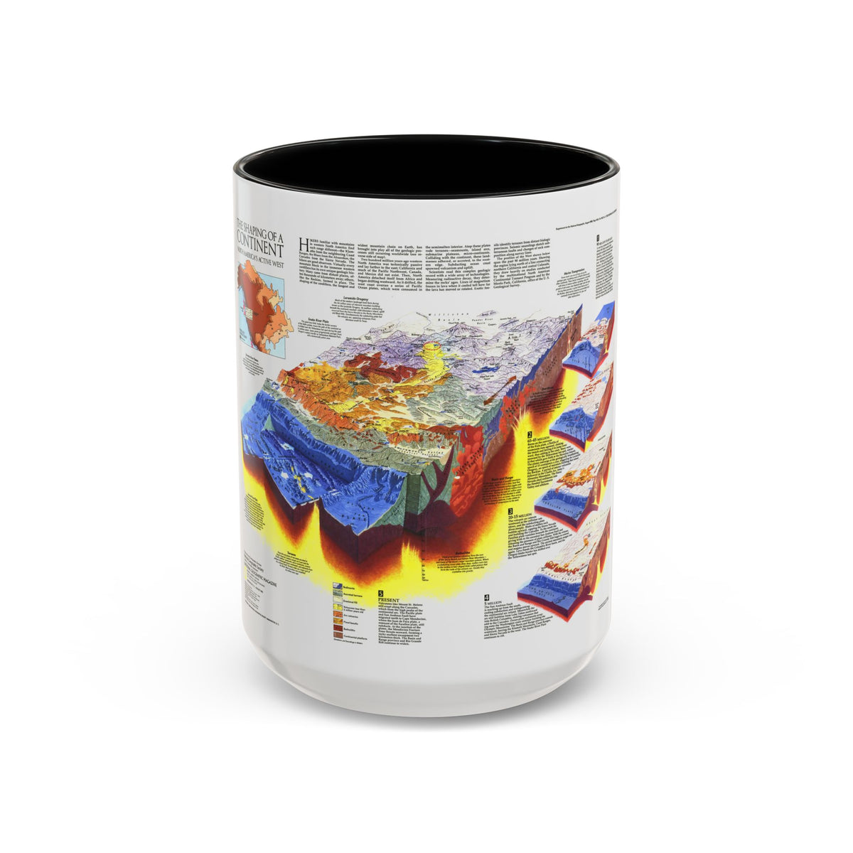 North America - The Shaping of a Continent (1985) (Map) Accent Coffee Mug