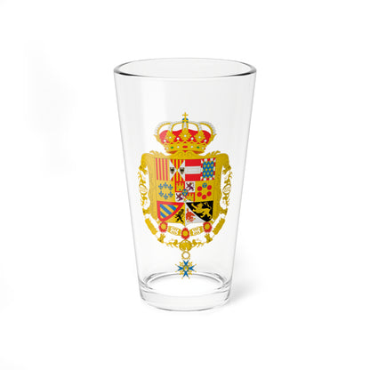 Escudo de armas de Carlos III de España Toisón y Gran Cruz 2 (Spain) (Coat of Arms) Pint Glass 16oz