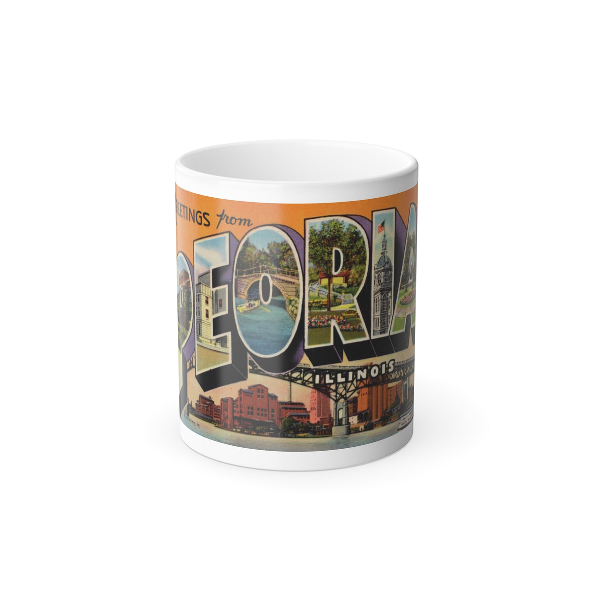 Greetings from Peoria Illinois (Greeting Postcards) Color Changing Mug 11oz