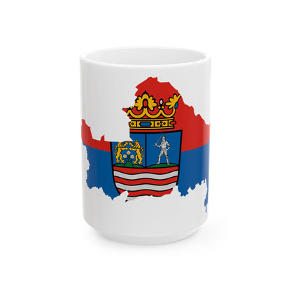 Flag-map of Gyor-Moson-Sopron County (Hungary) White Coffee Mug