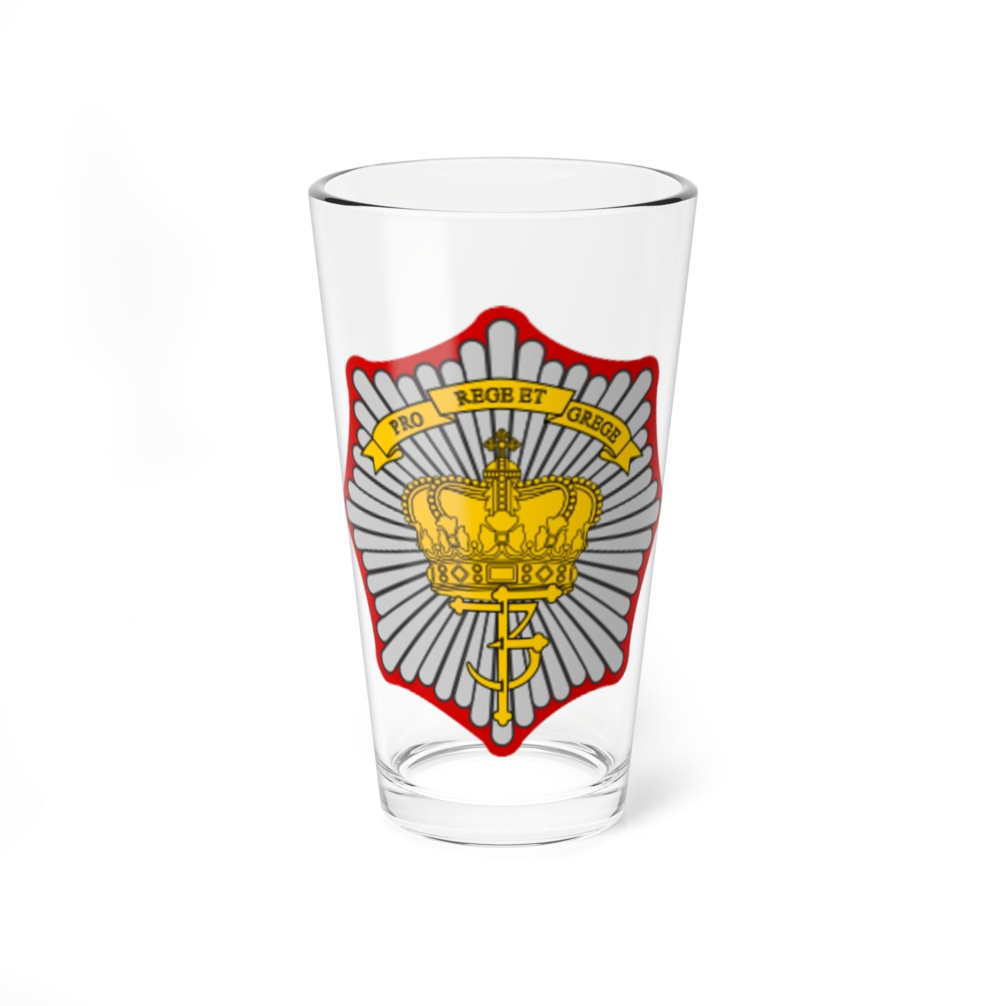 Emblem for the Danish Royal Life Guards Musical Corps (Denmark) (Coat of Arms) Pint Glass 16oz