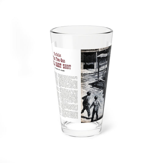 The Bullet That Two-Gun Bill Hart Shot, Bluebook for Men, June 1955 (Magazine Illustration) Pint Glass 16oz