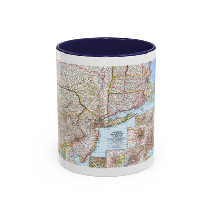 USA - Washington to Boston (1962) (Map) Accent Coffee Mug