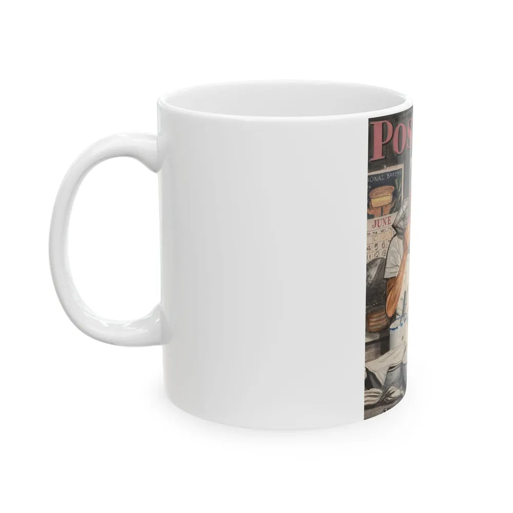 Baker Frosting Cake, The Saturday Evening Post cover study, June 16, 1945 - White Coffee Mug-Go Mug Yourself