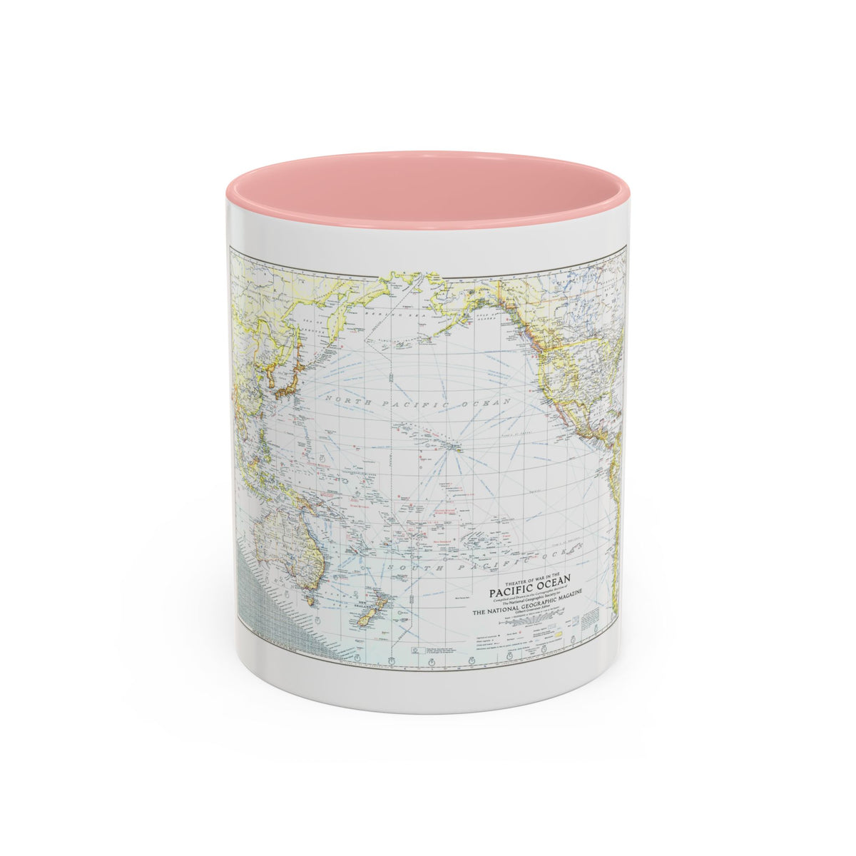 Pacific Ocean - Theater of War (1942) (Map) Accent Coffee Mug