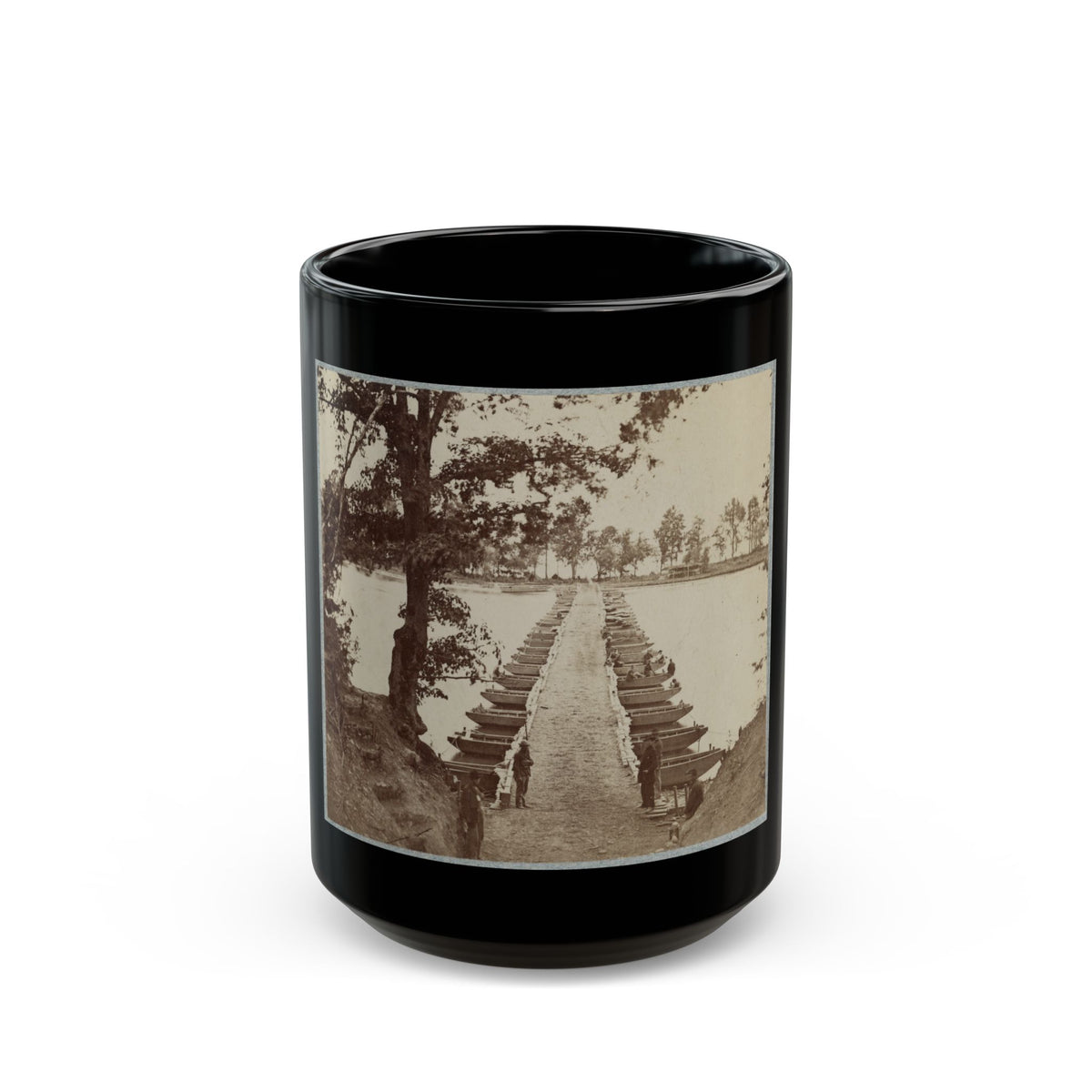 Army Of The James, Pontoon Bridges Across James River At Deep Bottom And Varina 002 (1) (U.S. Civil War) Black Coffee Mug
