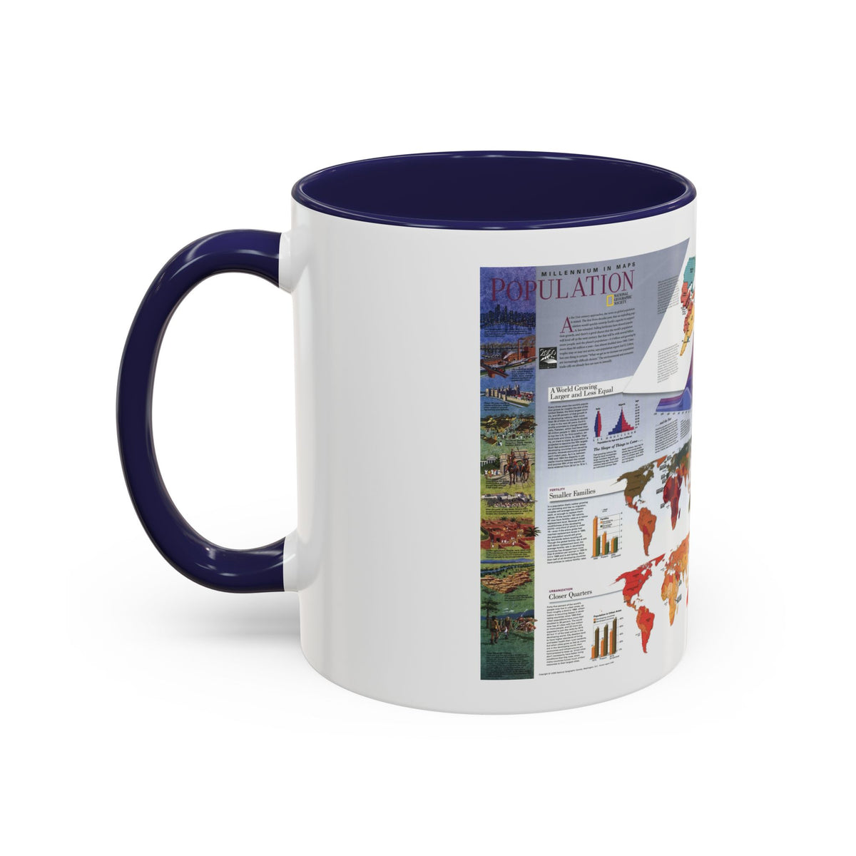 World Map - Population (1998) (Map) Accent Coffee Mug