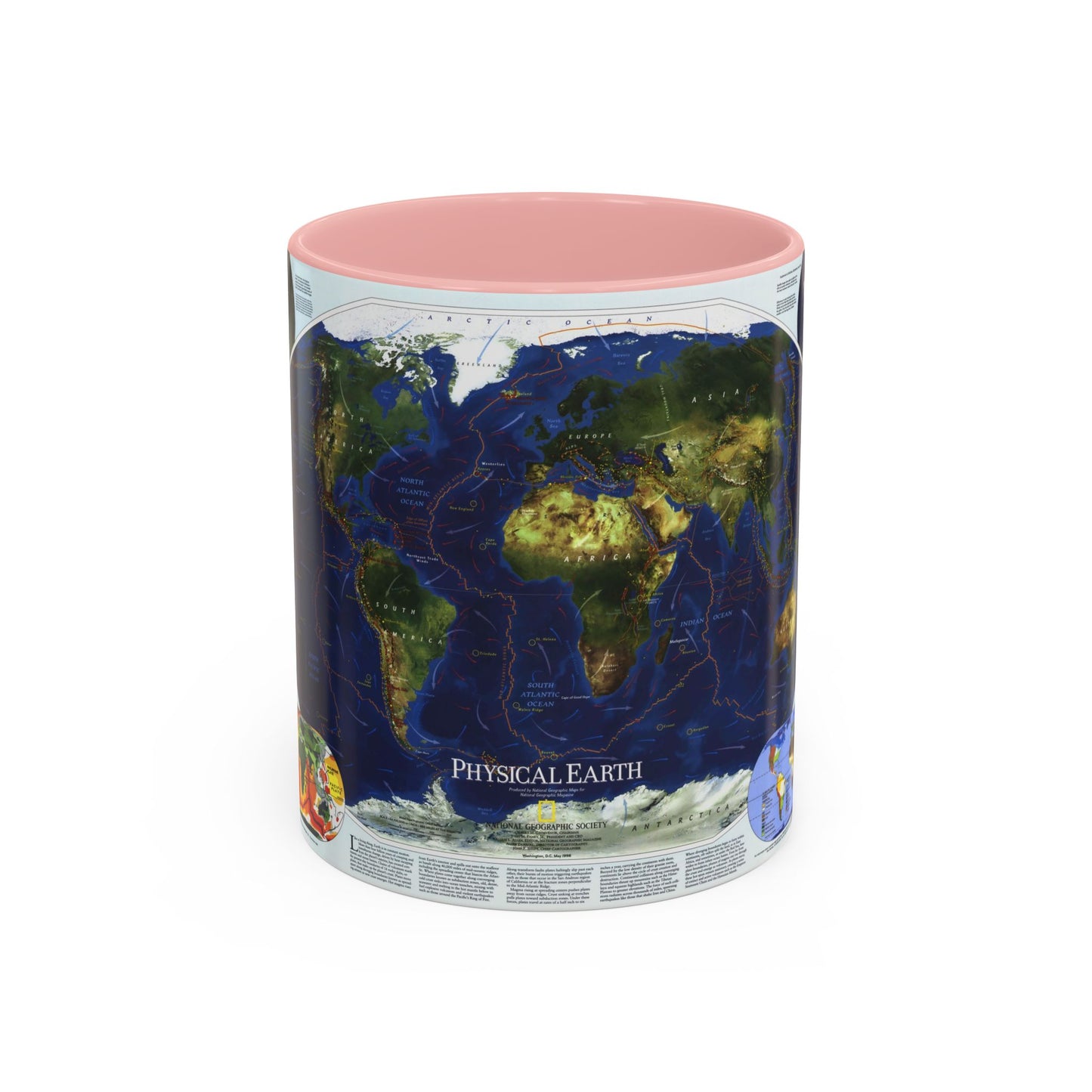 World Map - Physical Earth 1 (1998) (Map) Accent Coffee Mug