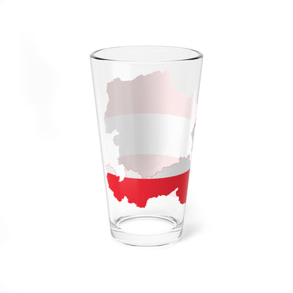 Austrian map with flag colors (Austria) Pint Glass 16oz