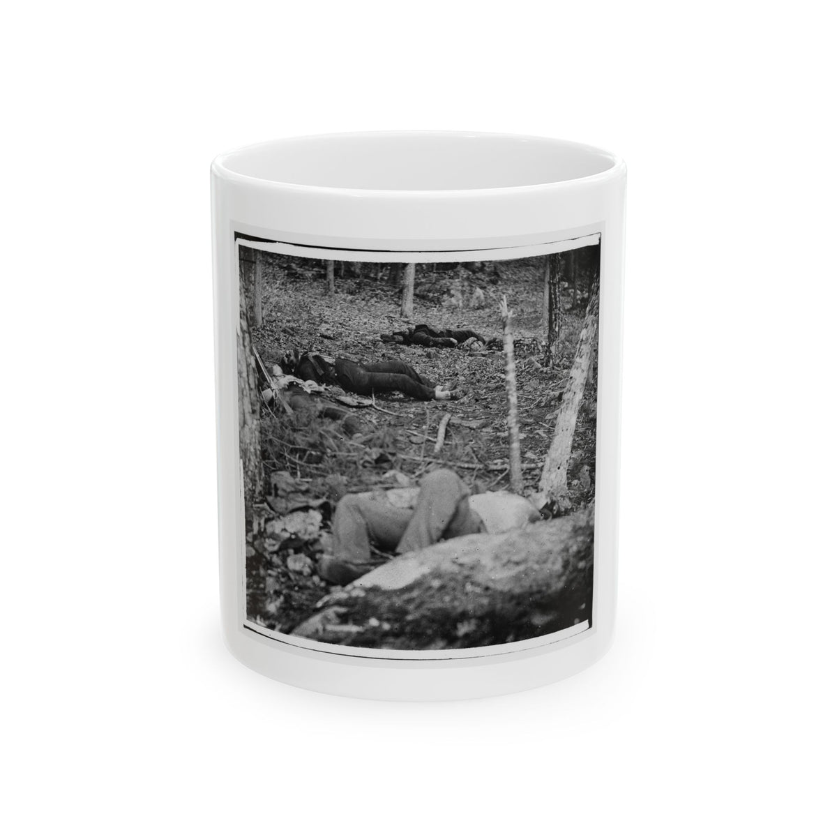 Gettysburg, Pa. Four Dead Soldiers In The Woods Near Little Round Top (U.S. Civil War) White Coffee Mug