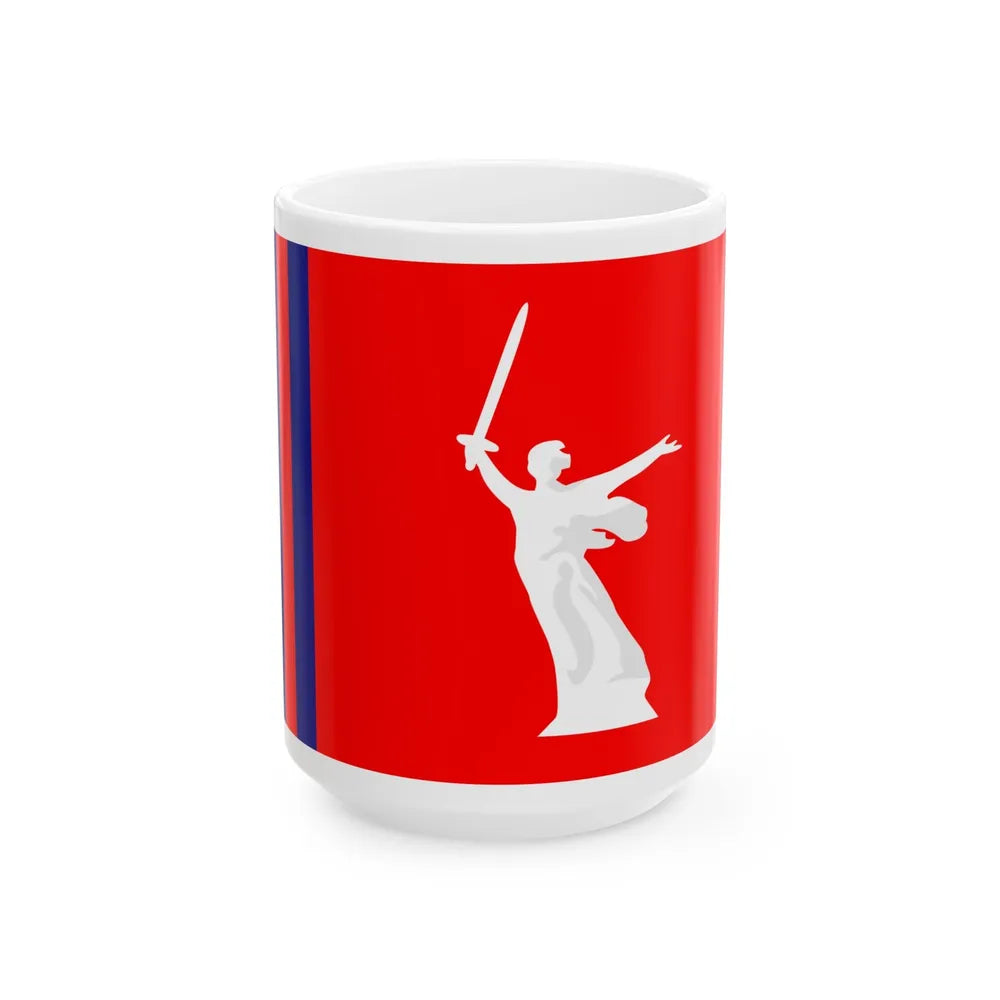 Flag of Volgograd Oblast Russia - White Coffee Mug-15oz-Go Mug Yourself