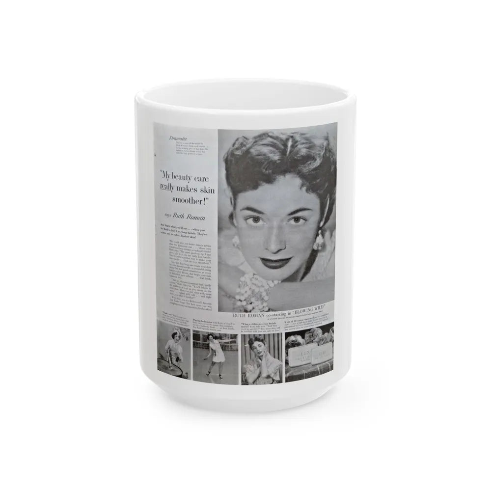 Ruth Roman #93 - Soap Add (Vintage Female Icon) White Coffee Mug-15oz-Go Mug Yourself