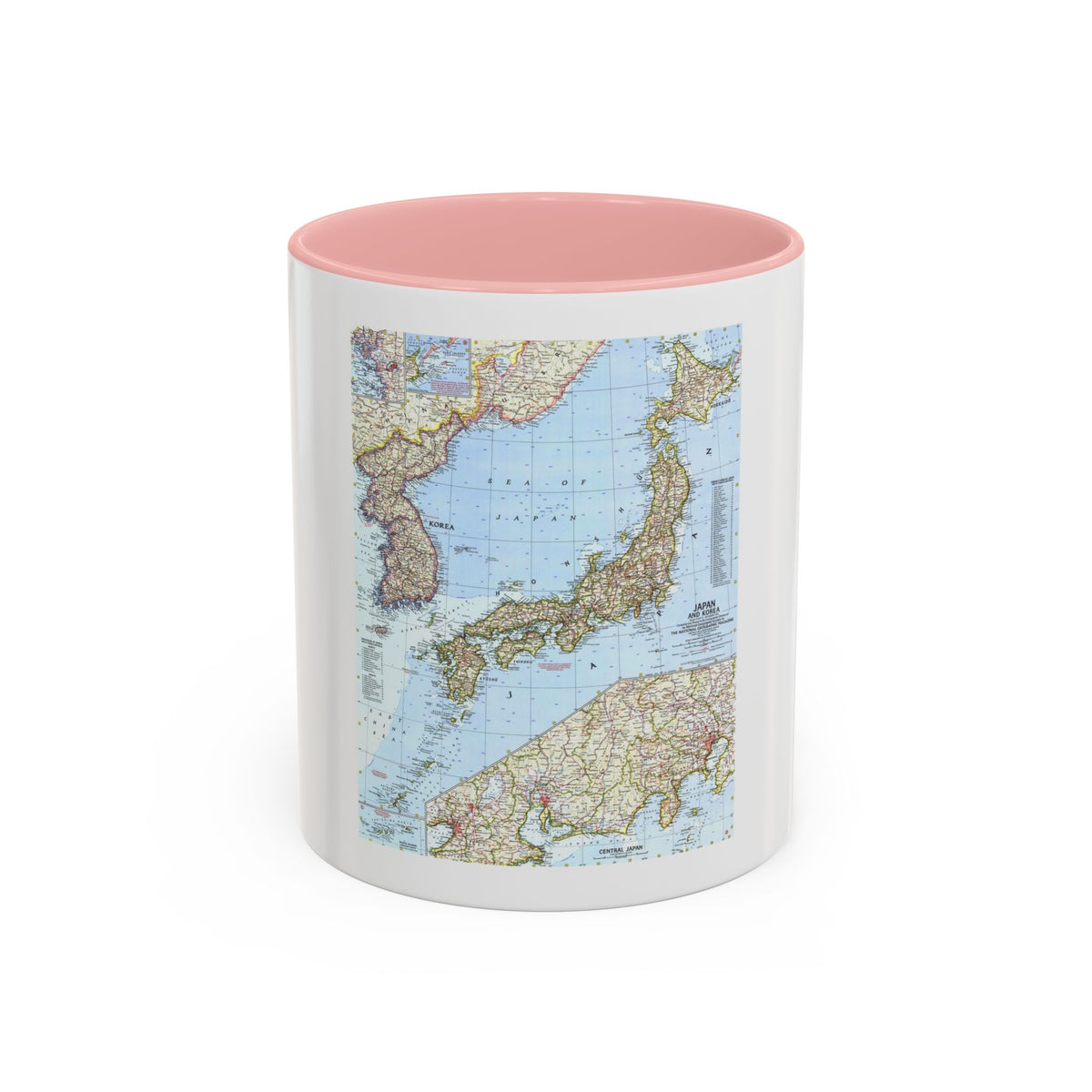 Japan and Korea (1960) (Map) Accent Coffee Mug