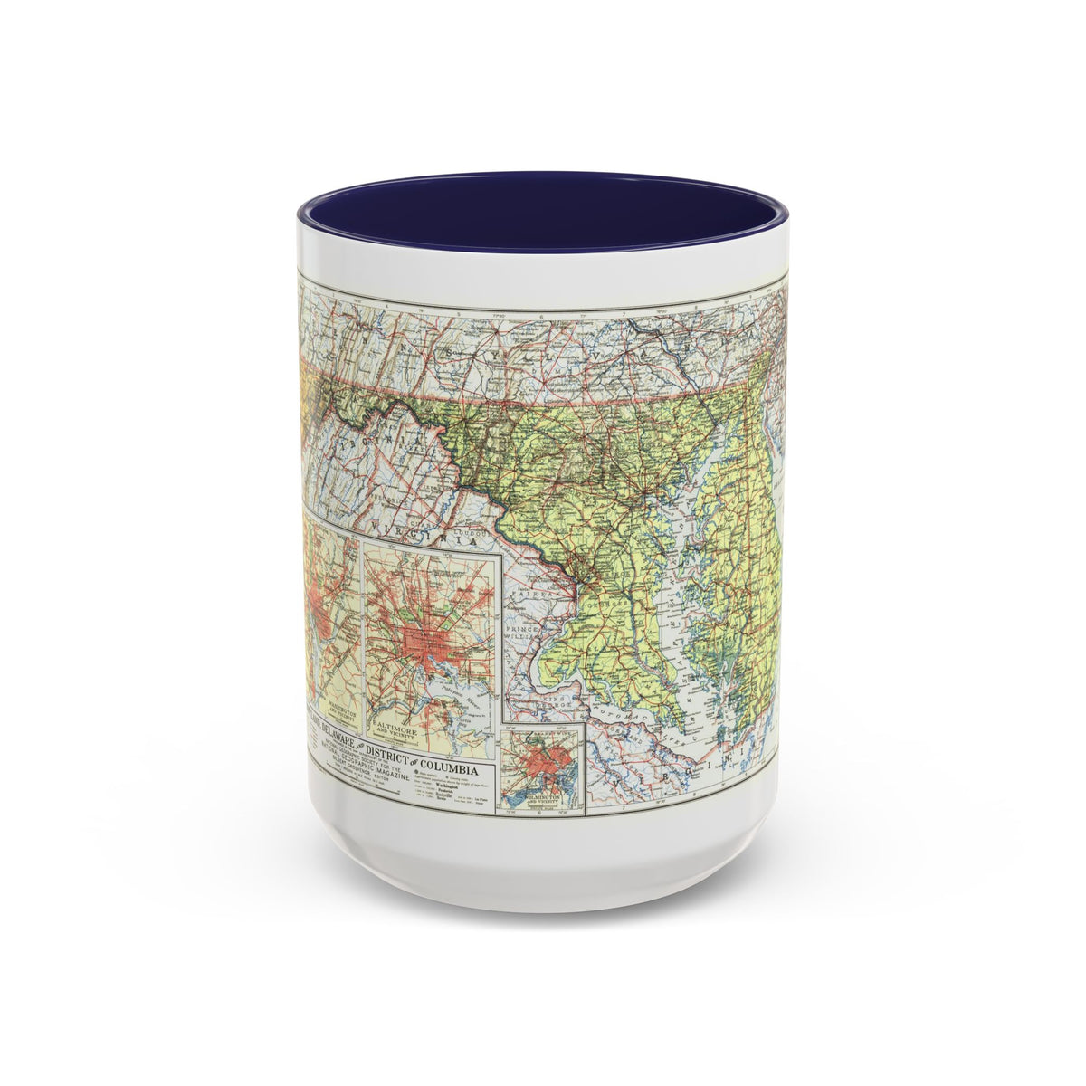 USA - Maryland, Delaware (1927) (Map) Accent Coffee Mug